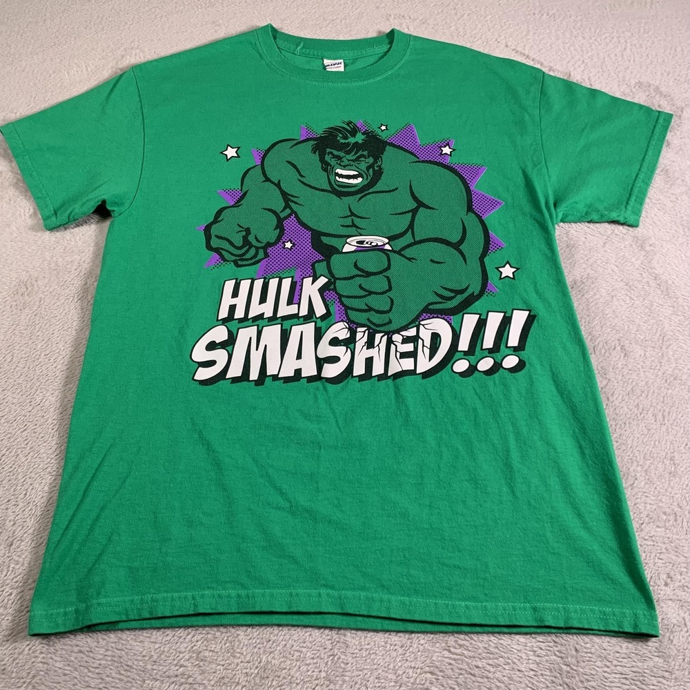 Hulk Smashed Shirt Mens Large Green Beer Graphic Gildan Chilifest 2015 Tee
